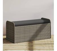 vidaXL Banc de rangement avec coussins 115x51x52 cm Gris poly rotin