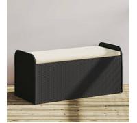 vidaXL Banc avec espace de rangement & coussins Noir 115x51x52 cm Poly rotin