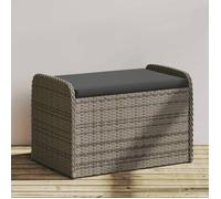 vidaXL Banc de rangement avec coussin gris 80x51x52 cm résine tressée 365731