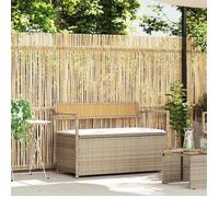 vidaXL Banc de jardin avec espace de rangement et coussins Beige Poly Rattan