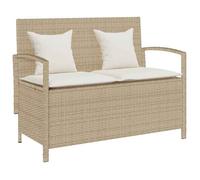 vidaXL Banc de jardin avec espace de rangement et coussins Beige Poly Rattan