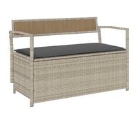 vidaXL Banc de jardin avec espace de rangement et coussins gris clair Poly rotin