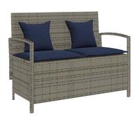 vidaXL Banc de jardin avec espace de rangement et coussins Gris Poly Rattan