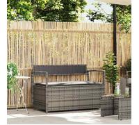 vidaXL Banc de jardin avec espace de rangement et coussins Gris Poly Rattan