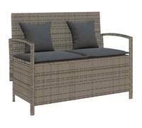 vidaXL Banc de jardin – rangement avec coussins, résine tressée gris