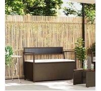 vidaXL Banc de jardin avec espace de rangement et coussins Marron Poly rotin