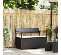 vidaXL Banc de jardin avec espace de rangement et coussins Noir Poly Rattan