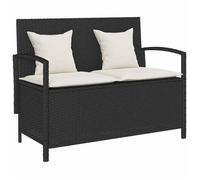 vidaXL Banc de jardin avec espace de rangement et coussins – Noir Poly Rattan