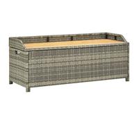 vidaXL Banc de jardin avec espace de rangement 120 cm Poly rotin gris