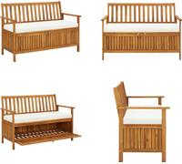 vidaXL Banc de rangement de jardin en bois massif d'acacia 120 x 63 x 84 cm - Banc - Bancs - Bancs de couloir