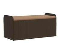 vidaXL Banc avec espace de rangement et coussins Marron 115x51x52 cm Poly rotin