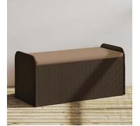 vidaXL Banc avec espace de rangement et coussins Marron 115x51x52 cm Poly rotin