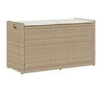 vidaXL Banc de rangement extérieur coussin beige 100 cm résine tressée 4104064