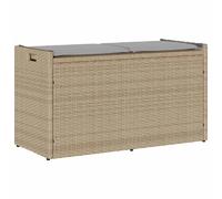 vidaXL Banc de rangement extérieur coussin beige 100 cm résine tressée