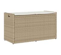vidaXL Banc de rangement extérieur coussin beige 100 cm résine tressée 4104064