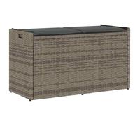 vidaXL Banc de rangement extérieur coussin gris 100 cm résine tressée 4104062