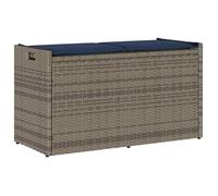 vidaXL Banc de rangement extérieur coussin gris 100 cm résine tressée 4104067