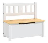 vidaXL Banc de Rangement pour Enfants Coffre de Rangement Banc de Stockage Chambre à Coucher Maison Intérieur Blanc et Beige 60x30x55 cm MDF