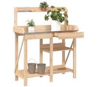 vidaXL Banc de Rempotage avec Étagères, Support de Plantes avec Rail et Tiroir, Meuble de Jardin Patio Terrasse , Bois 368431 Marron