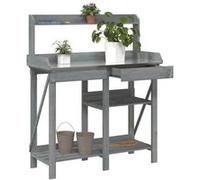 vidaXL Table à plantes avec étagères Gris Sapin massif