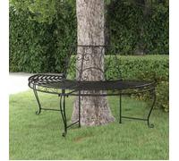 vidaXL Banc d'arbre semi-circulaire Ø160 cm Noir Acier