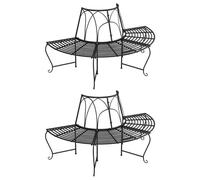Vidaxl Banc Demi-Circulaire Tour D'arbre 2 Pcs Ø159 Cm Noir Acier Noir