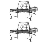 vidaXL Banc demi-circulaire tour d'arbre lot de 2 Ø160 cm Noir Acier
