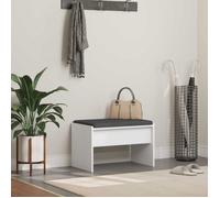 VidaXL Banc d'entrée 1 place avec coussin blanc 63 x 38 x 40 cm - bois d'ingénierie