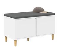 vidaXL Banc d'entrée Blanc 80 x 38 x 46 cm Bois Ingénierie et Tissu, Banc rectangulaire Moderne, Assise pour entrée avec Rangement, sans Dossier, Coussin Confort et antidérapant