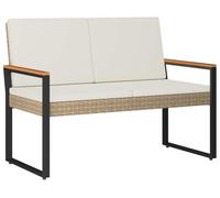 vidaXL Banc d'extérieur rotin synthétique 107×61×80 cm beige/blanc crème résistant aux intempéries