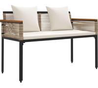 vidaXL Banc d'extérieur beige et blanc crème 117 x 54 x 74,5 cm Poly-Rattan