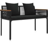 vidaXL Banc d'extérieur avec coussins polyrotin 117 x 54 x 74,5 cm Noir