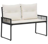 vidaXL Banc d'extérieur 2 places 4 coussins 110 x 59 x 82 cm polyrotin noir et blanc crème