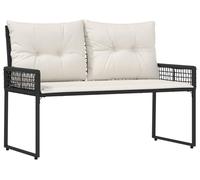 vidaXL Banc d'extérieur avec coussins Noir et blanc crème 118 x 55 x 82 cm