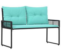 vidaXL Banc d'extérieur avec coussins Noir et turquoise 118 x 55 x 82 cm