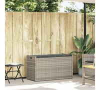 vidaXL Banc d'extérieur avec espace de rangement et coussins Gris clair 100 cm
