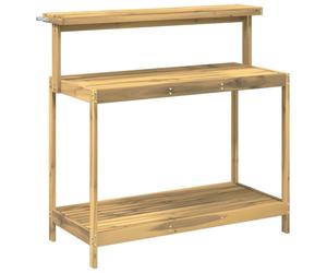vidaXL Banc d'extérieur avec jardinière intégrée, 111,5 x 48,5 x 107 cm, en bois d'acacia massif, finition blanche