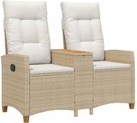 vidaXL Banc d'extérieur avec table, modèle 2 places, 126 x 65 x 112 cm, en polyrotin