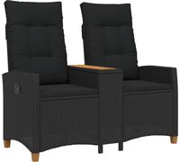 vidaXL Banc d'extérieur avec table, modèle 2 places, 126 x 65 x 112 cm, en polyrotin