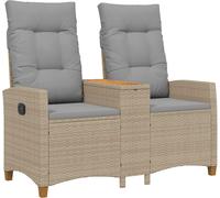 vidaXL Banc d'extérieur avec table, modèle 2 places, 126 x 65 x 112 cm, en polyrotin