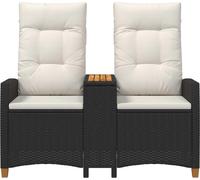 vidaXL Banc d'extérieur avec table, modèle 2 places, 126 x 65 x 112 cm, en polyrotin