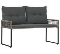 vidaXL Banc d'extérieur gris 118 x 55 x 82 cm Rattan PE et tissu
