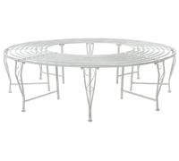 vidaXL Banc en forme d'arbre, 8 places, Ø 160 x 44 cm, acier blanc antique, rond