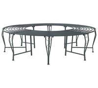 vidaXL Banc en forme d'arbre, 8 places, Ø 160 x 44 cm, acier gris argenté, rond