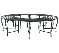 vidaXL Banc en forme d'arbre, 8 places, Ø 160 x 44 cm, acier noir, rond