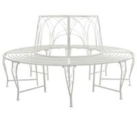 vidaXL Banc en forme d'arbre, 8 places, Ø 160 x 89 cm, acier blanc antique, rond