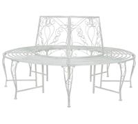 vidaXL Banc en forme d'arbre, 8 places, Ø 160 x 89 cm, acier blanc antique, rond