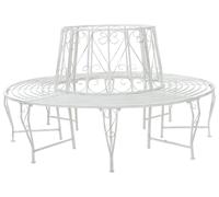 vidaXL Banc en forme d'arbre, 8 places, Ø 160 x 89 cm, acier blanc antique, rond