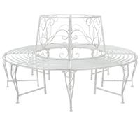 vidaXL Banc en forme d'arbre, 8 places, Ø 160 x 89 cm, acier blanc antique, rond