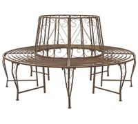 vidaXL Banc en forme d'arbre, 8 places, Ø 160 x 89 cm, acier brun antique, rond